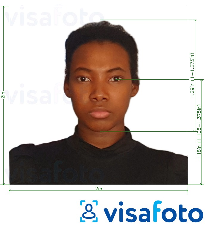 写真の例 バハマのパスポート2x2インチ 正確なサイズ仕様に