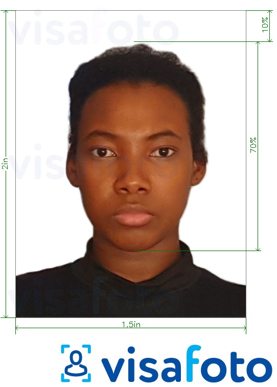 写真の例 ザンビアパスポート1.5x2インチ（51x38 mm） 正確なサイズ仕様に