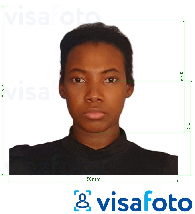 写真の例 バルバドスパスポート5x5 cm 正確なサイズ仕様に