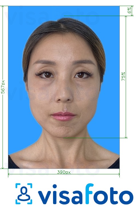 写真の例 Putonghua Proficiency Test 390x567ピクセルの青い背景 正確なサイズ仕様に