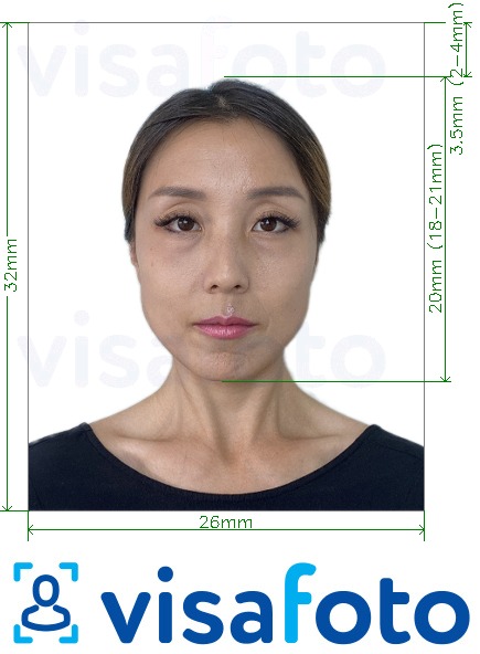 写真の例 中国居住者IDカード26x32mm 正確なサイズ仕様に