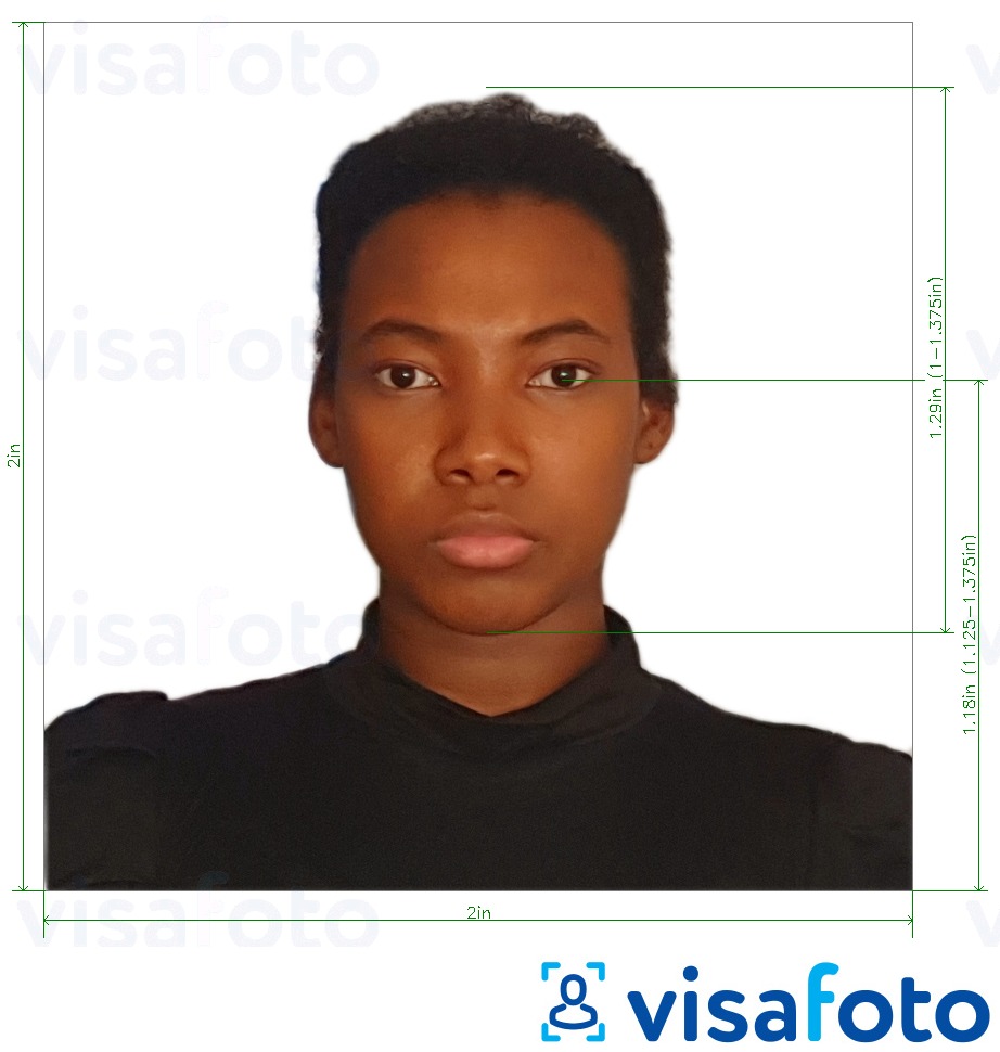 写真の例 ドミニカ共和国のパスポート 2x2 インチ 正確なサイズ仕様に