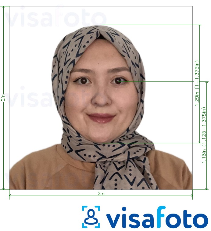 写真の例 インドネシアパスポート51x51 mm（2x2インチ）白地 正確なサイズ仕様に