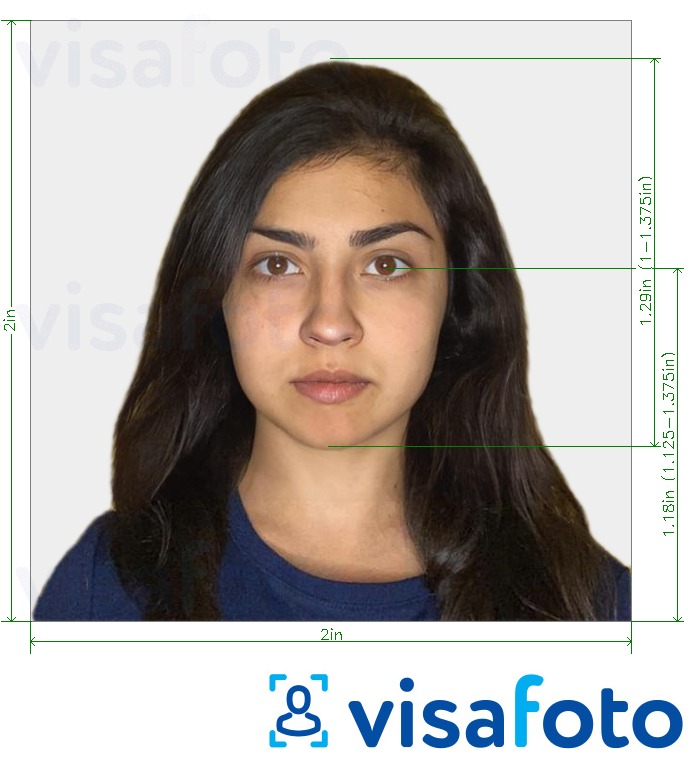 写真の例 インドパスポート（BLS USA申請用）（2x2 