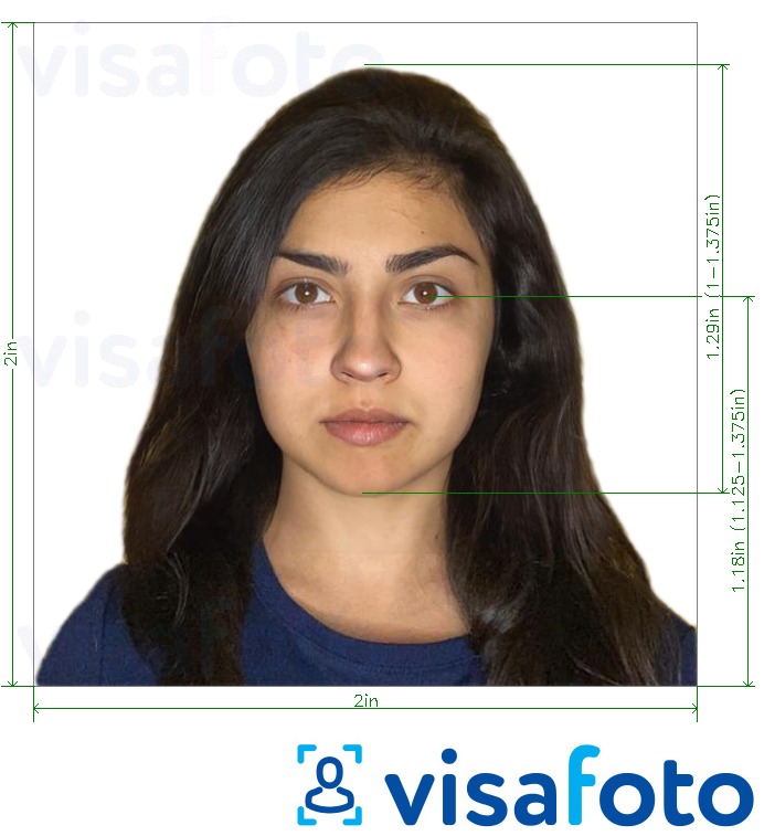写真の例 インドOCIパスポート（2x2インチ、51x51mm） 正確なサイズ仕様に