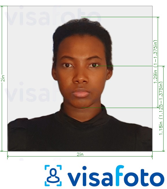 写真の例 ケニアのパスポート2x2インチ（51x51 mm、5x5 cm） 正確なサイズ仕様に