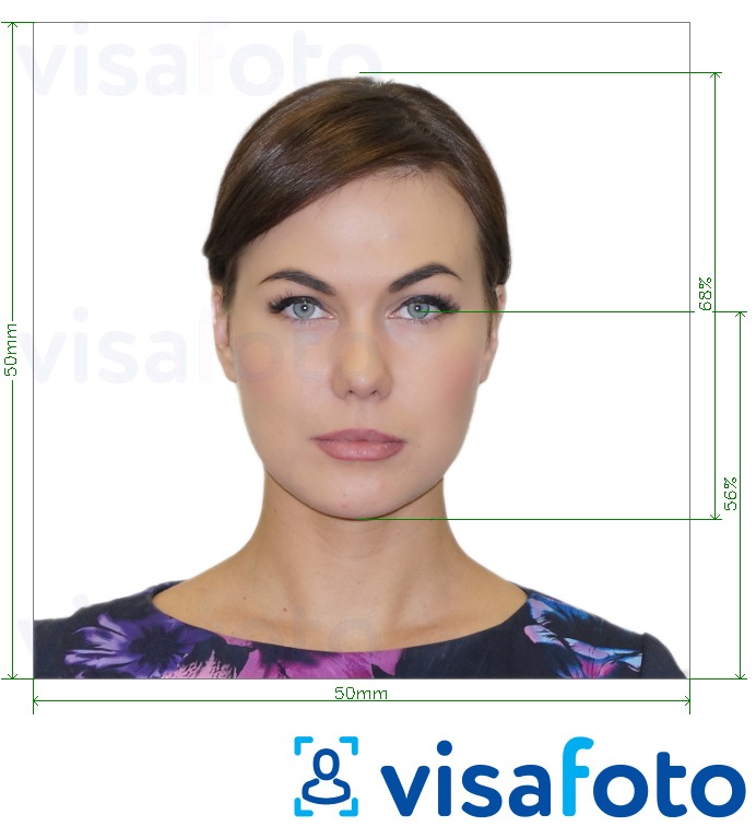写真の例 セルビアのパスポート50x50mm 正確なサイズ仕様に
