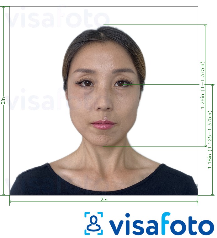 写真の例 台湾パスポート2x2インチ（米国から適用） 正確なサイズ仕様に